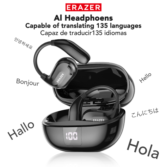Erazer Xt66pro Ai Sports Wireless Headphones Enc Noise Cancellation Ear-hook Design Led Battery Indicator For 5.4