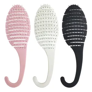 Promotional Plastic Scalp Massage Vented Curly Fast Drying Oval Custom Logo Flexible Handle Vent Curved Hair Brush