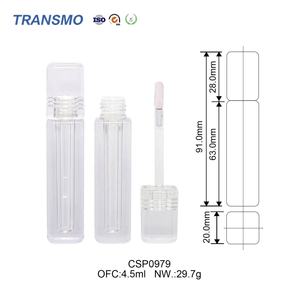 Tubes carrés transparents en plastique pour rouge à lèvres liquide et huile à lèvres, écologiques, 4 ml, tubes vides en cristal pour brillant à lèvres, vente en gros de cosmétiques - Product Image 2