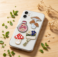 Ornement Métallique Créatif en Forme de Bouteille de Parfum, Motif Fleur, Plante, Champignon – Cadeau Romantique pour Amoureux, Autocollant de Téléphone Personnalisé, Vente en Gros