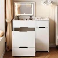 Coiffeuse de luxe européenne 2026, nouveau design, en bois, avec rangement et miroir LED amovible, pour chambre et hôtel
