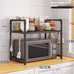 Étagère <span class=keywords><strong>de</strong></span> rangement <span class=keywords><strong>de</strong></span> cuisine à double couche en PP pour micro-ondes, support pour cuiseur à riz, support à vaisselle multicouche - Product Image 5