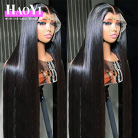 Perruques indiennes brutes de 40 pouces, cheveux humains, lace front, vente en gros, 13x6, lisses comme des baguettes, couleur naturelle, perruque frontale HD pour femmes noires