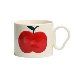 South Korea hand-painted cute red apple ceramic coffee cups for family breakfast children's milk cups as gifts for friends
