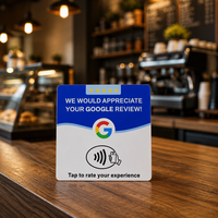 Support de table en acrylique pour carte de commentaires Google NFC, avec fonction Tap to Review et QR de secours, puce programmable 13,56 MHz, logo OEM