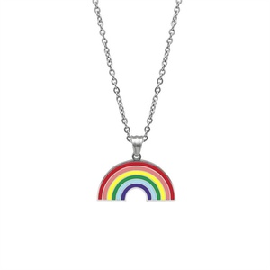 สร้อยคอจี้สแตนเลสเคลือบสีรุ้ง เครื่องประดับจี้รุ้งสำหรับชาวเกย์ - Product Image 4
