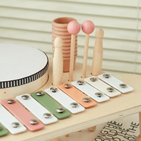 2026 New Arrival Wooden Musical Table Toy for Toddlers, Montessori All-in-One Kids Drum Set with Xylophone, Wind Chimes & Cymbal