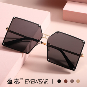 Yingtai Eyewear <b>Square</b> <b>Sunglasses</b> Metal Frame UV400 Protection For Women - Product Image 1