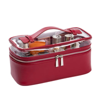Sac de rangement pour maquillage transparent imperméable personnalisé KONCAI, sac de toilette en PVC et cuir PU pour les voyages