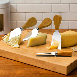 Wood Handle Stainless Steel Metal Disposable Cheese Cutter Slicer <b>Knife</b> Set Dishwasher <b>Safe</b> Microwave <b>Safe</b> Kitchen Cooking - Product Image 3