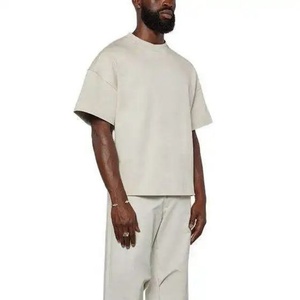 Custom Logo High Quality 260GSM Heavy Weight <b>Box</b> Fit 100% Cotton <b>Drop</b> Shoulder Oversized Cropped Boxy Plus Size T Shirts for Men - Product Image 1