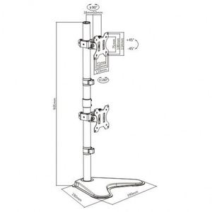 Soporte de Monitor de Acero Inoxidable Negro y Base de Escritorio para Dos Pantallas - Product Image 2