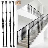 LD Metal Wholesale Balustre rond noir en fer forgé 5/8 avec collier pour rampe d'escalier intérieure en bois