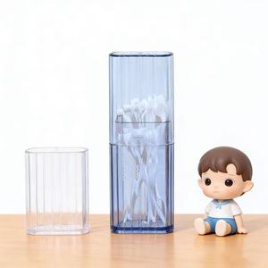 Boîte de rangement en plastique transparent, mini porte-cotons-tiges avec couvercle, portable pour organiser le bureau, petits objets, conteneur à cure-dents - Product Image 2