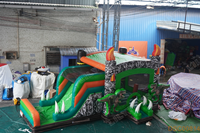 Château gonflable Dino Park avec toboggan, monde des dinosaures jurassiques, structure gonflable commerciale pour enfants, combo château de saut extérieur