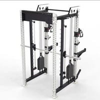 Machine Smith multifonctionnelle 3-en-1 (avant et arrière) avec rack de musculation et crossover de câbles pour salle de sport à domicile