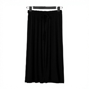 Pantalones de pierna ancha de cintura alta para mujer, de punto, de color liso, holgados, largos, con cordón, informales, de verano - Product Image 6