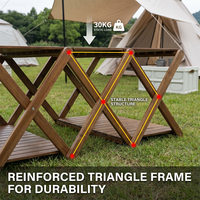 Table d'extérieur pliable 2-en-1 convertible en bambou carbonisé léger et imperméable, avec rangement intégré – Expert ODM/OEM