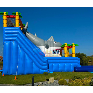 Giant outdoor commercial bouncy castle commercial jump <b>house</b> <b>inflatable</b> shark water slide with swimming pool - Product Image 3