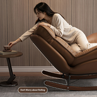 Fauteuil à bascule moderne et ergonomique, chaise à bascule avec base en bois et structure en métal, chaise longue pour la maison, le salon, la chambre à coucher