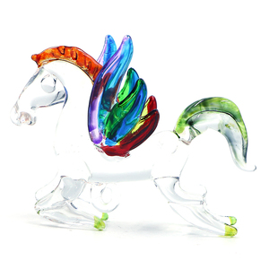 도매 미니어처 새로운 스타일 무라노 교수형 유리 그림 동물 말 공예 벽 예술 장식 - Product Image 5