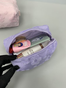 Small Floral Cosmetic <b>Bag</b>, Solid Color Makeup Storage <b>Bag</b>, Portable Toiletry <b>Bag</b> for Travel - Product Image 2