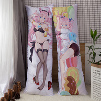 Housse de coussin Dakimakura en tissu écologique bleu, imprimée sur mesure avec motifs d'anime et de dessins animés, 160x50cm, pour usage domestique et hôtelier, vente en gros