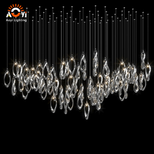 Lustre artistique effet miroir, grand luminaire suspendu en boucle torsadée pour plafond haut, salon, hôtel, projet - Product Image 4