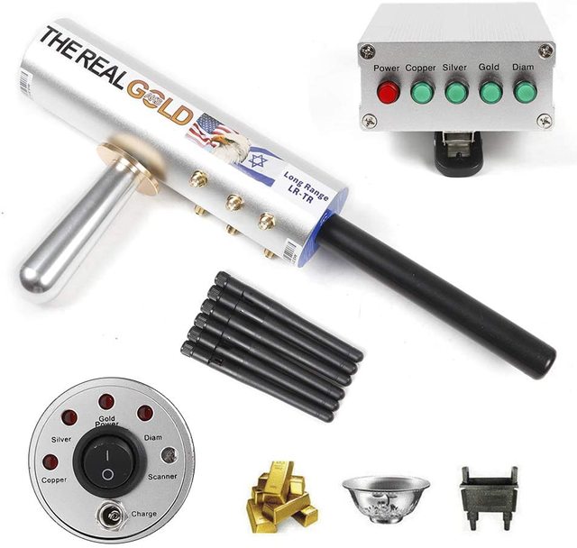 AKS Long Range Gold Metal Detector Gems Diamond Finder with Six Antennas IP55 Rated 12V DC 1-Year Warranty