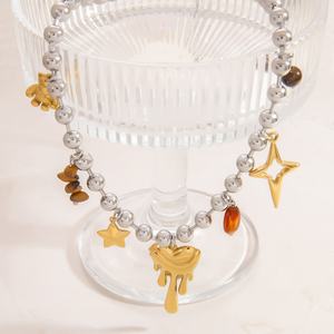 Collar de Perlas Impermeable, Chapado en Oro de 18k, Joyería de Acero Inoxidable, Cadena para Suéter con Forma de Corazón, Colgante de Oro de 18K, Cadena para Clavícula - Product Image 2