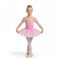Tutu Balet Dongeng Anak-anak, Gaun Tutu Kuning Pelangi untuk Pentas Tari, Model Off-Shoulder untuk Nutcracker & Pertunjukan