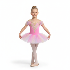 Children's Fairy Tale Ballet Tutu Kids Yellow Rainbow Stage Dance Wear Off-Shoulder Tutu Dress for The Nutcracker & Recital - Product Image 3