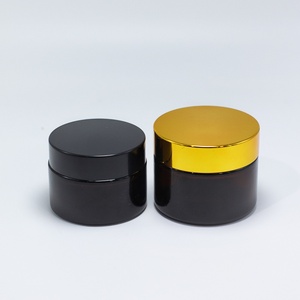 Wholesale 30g 50g 60g 100g 120g 150g 240g 270g Cosmetic <b>Containers</b> Amber Face Cream <b>Glass</b> Jar with Black or Golden Screw Top - Product Image 4