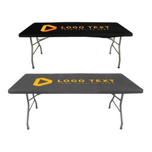 Custom Dye Sublimation Printed Logo Trade Show Tablecloth Waterproof Spandex Fitted Stretch <b>Table</b> Cover <b>6ft</b> Advertising Event - Product Image 2