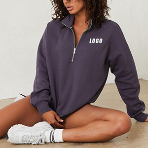 Custom OEM High Quality Half <strong>Zip</strong> Pullover 100% Cotton Fleece Sweatshirt Sport Oversized Golf <strong>Quarter</strong> <strong>Zip</strong> <strong>Jumper</strong> for Women - Product Image 1
