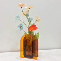 Vase à fleurs en acrylique élégant moderne et contemporain Type de glaçure transparente pour la décoration intérieure Utilisation de table-Également porte-stylo pinceau de maquillage