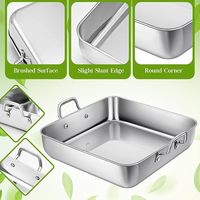 Plaque de cuisson rectangulaire en acier inoxydable avec poignées, durable et compatible lave-vaisselle, pour four, idéale pour gâteaux, pains et pâtisseries