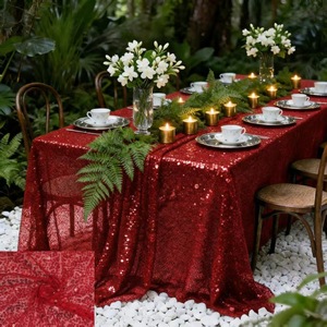 Tovaglia con Paillettes Pesanti e Scintillanti, Copritavolo Lungo fino al Pavimento, Decorazione per Matrimoni e Feste, 18 Colori, Misura Personalizzabile - Product Image 2