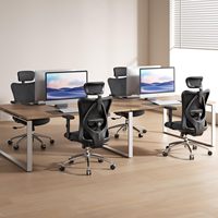 Chaise de bureau ergonomique à dossier haut en maille avec appui-tête et soutien lombaire réglables, pivotante