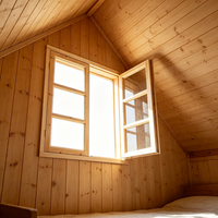 Ventana Interior de Madera de Abeto Macizo Hecha a Mano para Proyectos de Alojamiento Rural y B&B