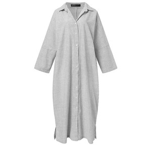 Abaya Larga Holgada Personalizada de Moda para Mujer Musulmana, <span class=keywords><strong>Vestido</strong></span> Largo Informal de Algodón y Lino para Mujer - Product Image 4