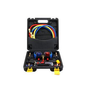 <b>Car</b> Air Conditioning Refrigerant Charging Kit R134a Dual Gauges Valves Flexible Hose Set For Vehicle HVAC <b>Repair</b> - Product Image 1
