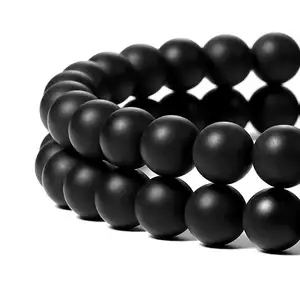 Wholesale Natural Round Loose Stone Beads Black Matte Onyx For Diy Making Jewelry Bracelet 4mm 6mm 8mm 10mm