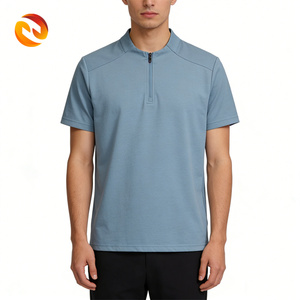 Maglia da Golf da Uomo con Zip a Quarto, Lavorazione a Maglia Solida, Sportiva, Antirughe, Traspirante, ad Asciugatura Rapida - Direttamente dalla Fabbrica |   Vendita all'Ingrosso per Aziende - Product Image 1