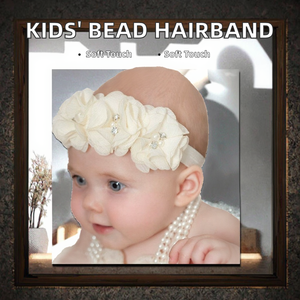 Nuovo Prodotto: Fascia per Capelli Elastica Unisex per Bambini con Motivo a Tinta Unita e Perline in Chiffon Triplo, Accessori per Capelli in Nylon per Bambine - Product Image 2