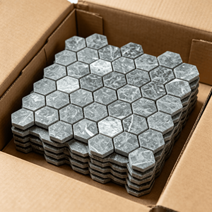 Plaque de mosaïque hexagonale en marbre vert foncé, 305x298mm, épaisseur 10mm, pour la décoration des murs et sols intérieurs - Product Image 3