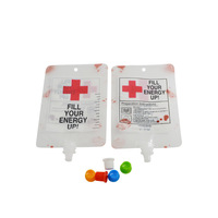 Pochette vide pour boisson, type sac de sang, avec bec verseur vampire, en PET/PE de qualité alimentaire, recyclable, pour jus, boissons énergisantes, Halloween, imprimée en héliogravure