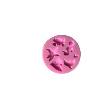 Round <b>Silicone</b> Cake Mold with Sea Creatures 5-Piece Set for Fondant Chocolate Polymer Clay Crafting Easy Demoulding - Product Image 1