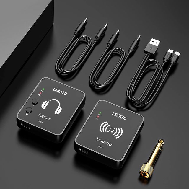LEKATO MS-1 2.4GHz Stereo Wireless In-Ear Monitor System Stage Equipment with Clip on Transmitter Receiver for Many Performances