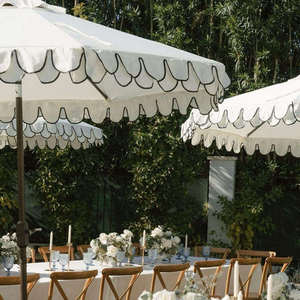 Factory Price Luxury White Aluminum Big Size Garden <b>Umbrella</b> with Scallop Trim for <b>Table</b> Beach Hotel Pagoda - Product Image 1